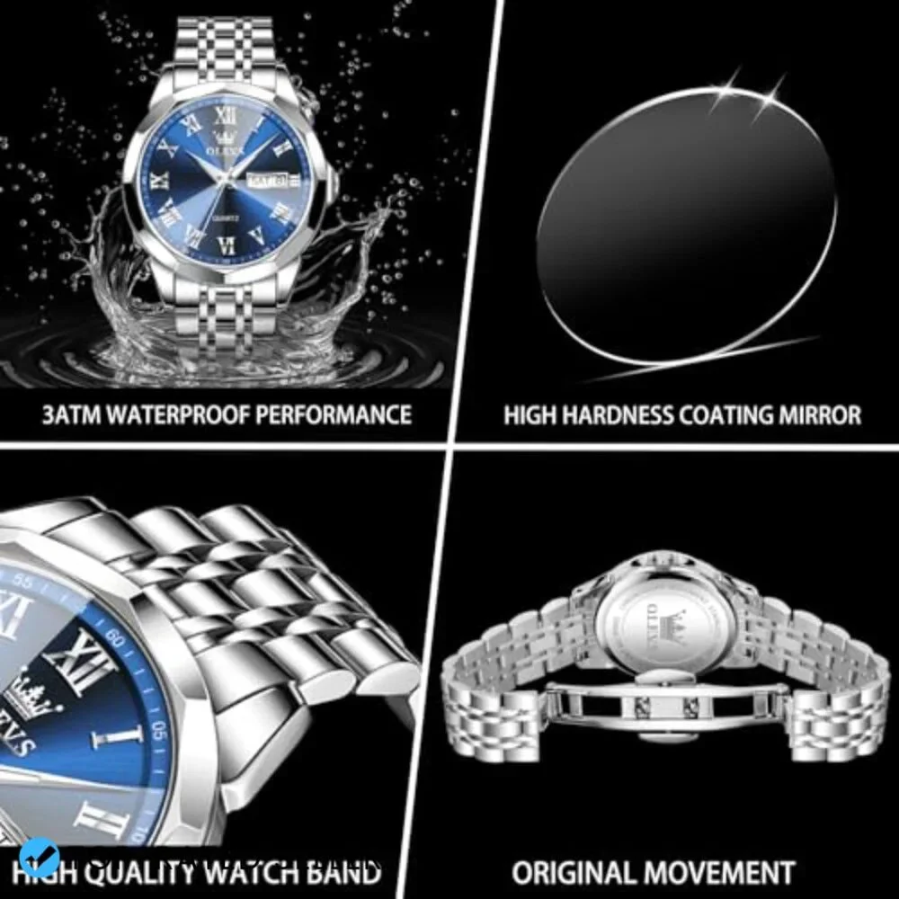 Men's Stainless Steel Dress Watch Analog Quartz Water Resistant Classic Minimal